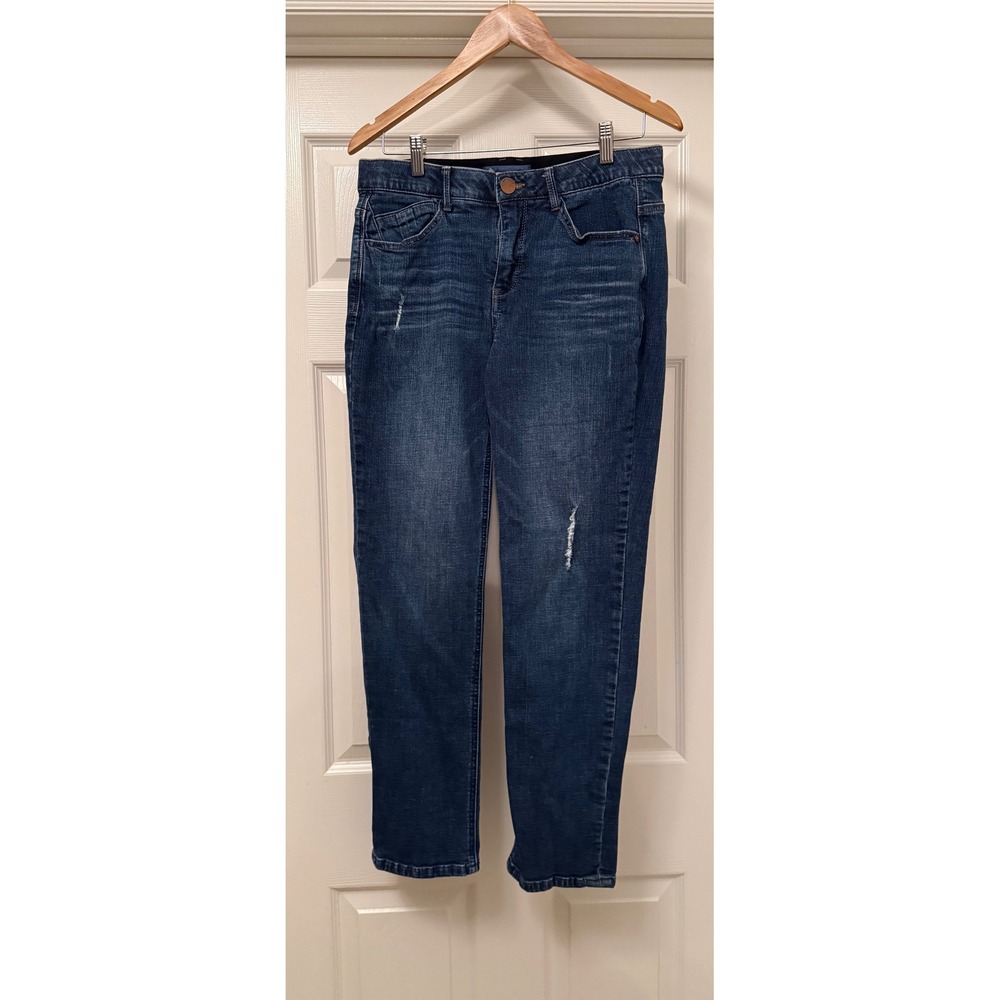 Democracy Ab'solution Jeans Women 10 Dark Wash Straight Leg Distressed Stretch